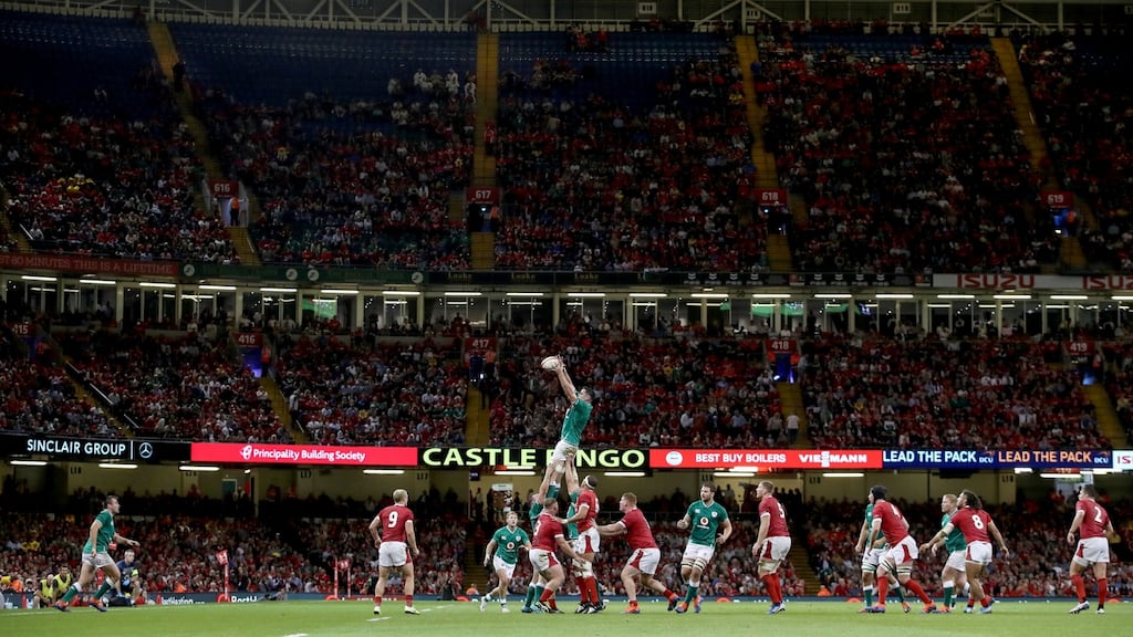 James Ryan takes a lineout ball. Photograph; Dan Sheridan