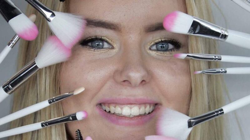 Niamh O’Donnell from Newbridge College, Co Kildare displays her Pink and Smokey brushes