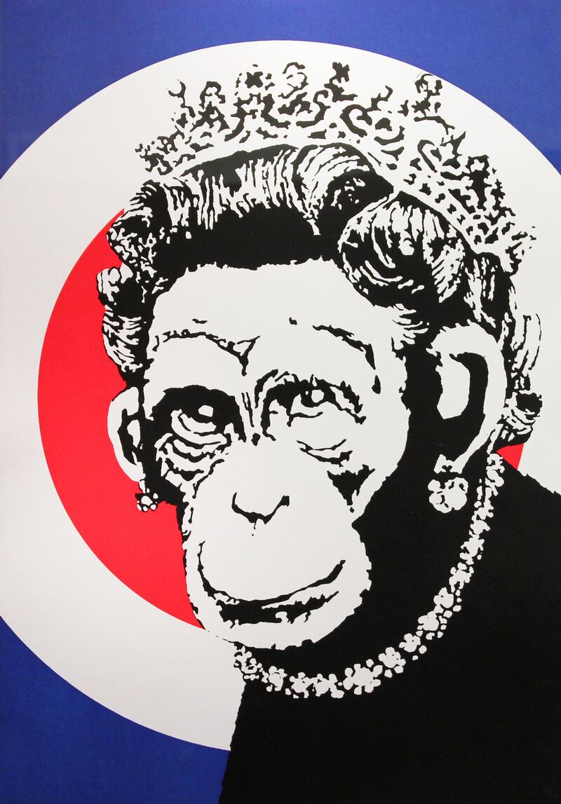Banksy’s Monkey Queen, 2003, Screenprint on paper, from the unsigned edition of 750, €40,850, at Gormley’s