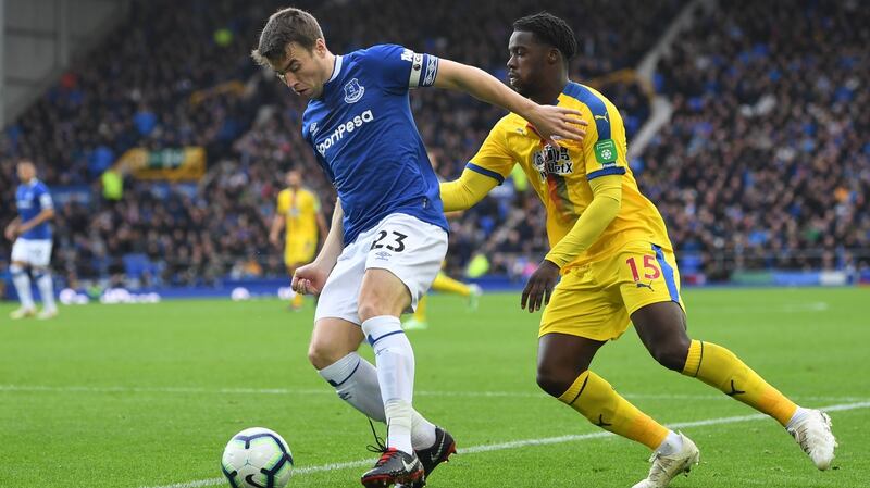 Coleman is challanged by Jeffrey Schlupp. Photo: Michael Regan/Getty Images