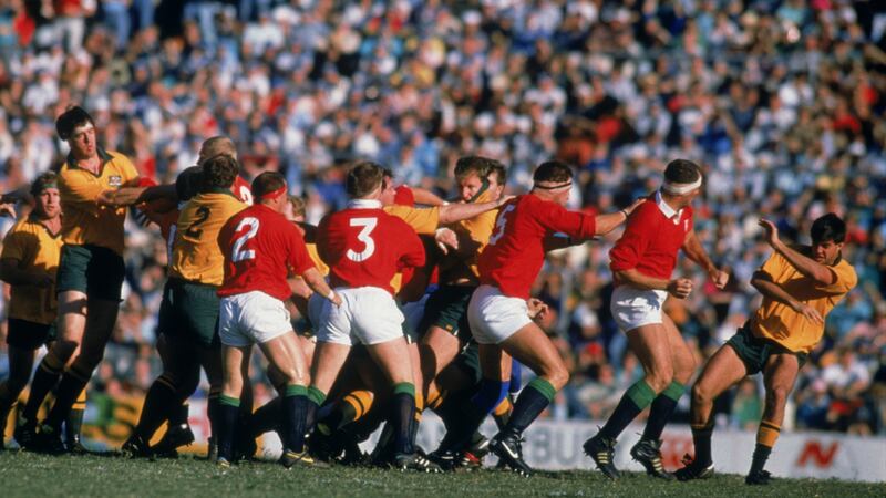 A row breaks out  during the third Test between Australia and the Lions in 1989. Photograph:   Russell Cheyne/Getty Images