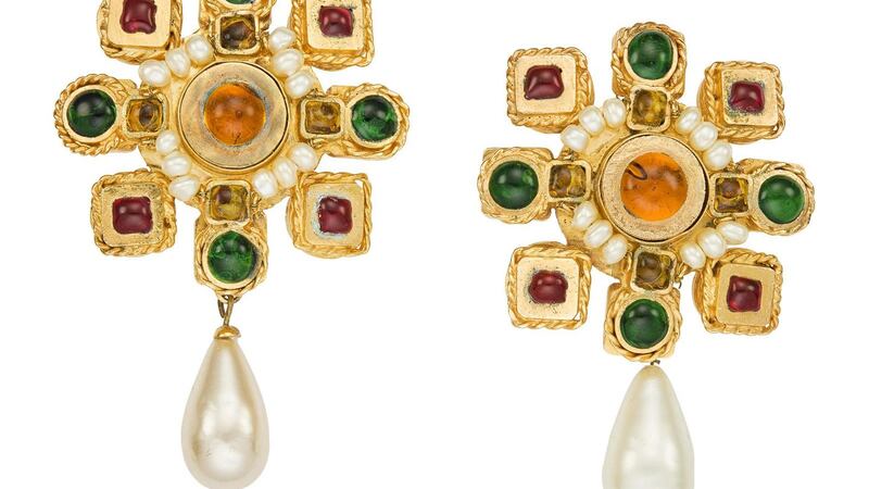 Chanel gripoix glass and faux pearl earrings $800-$1,200.