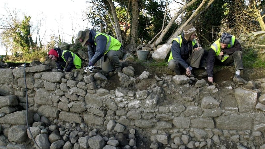 Archaeological assistants uncover the fosse of the medieval Carrickmines Castle at Carrickmines, Co Dublin, in 2002. Photograph: Joe St Leger