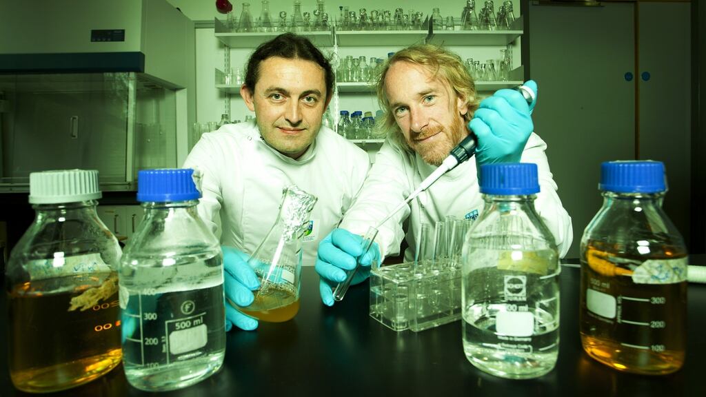 UCD’s Dr Keith Murphy with Dr James Linden, founder of GreenLight Medicines. Photograph: Peter Houlihan / Fennell Photography