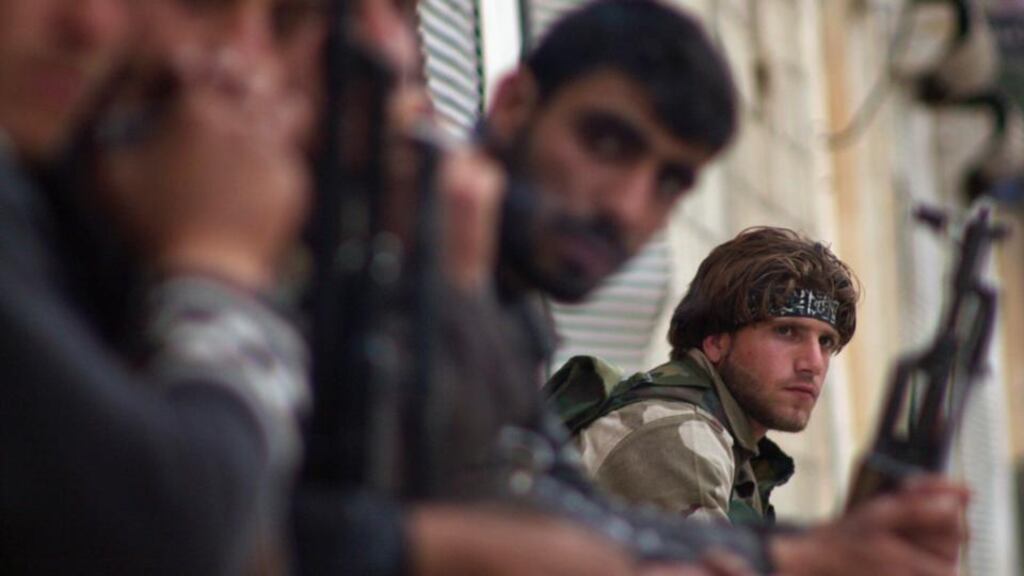 Free Syrian Army soldiers in the town of Morek in Hama province. The force is supported by Turkey’s fundamentalist prime minister Recep Tayyip Erdogan. Photograph: Reuters/Rasem Ghareeb