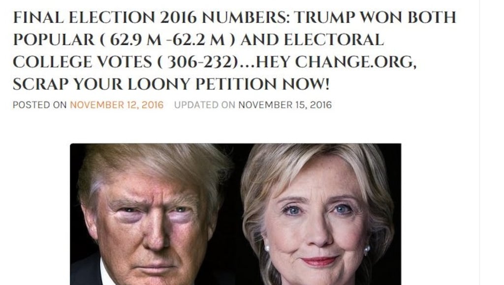 For hours on Monday, Google’s top news link for ‘final election results’ led to a fabricated story on ’70 News’ which claimed that Donald Trump had won the popular vote by 700,000 votes.
