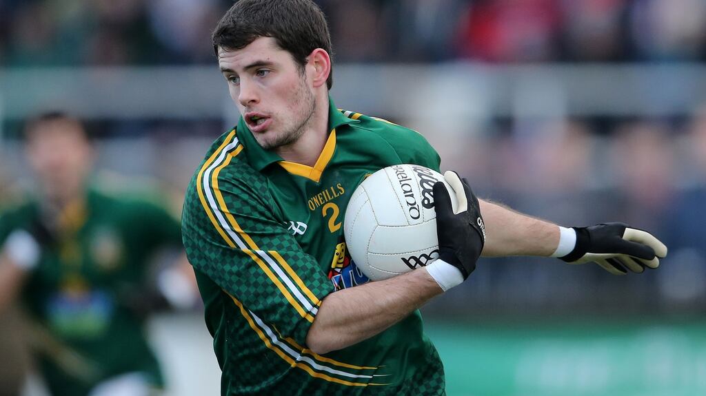 Meath’s Donal Keogan was shown a black card during his side’s Allianz League clash with Galway at Pearse Stadium. Photo: Inpho