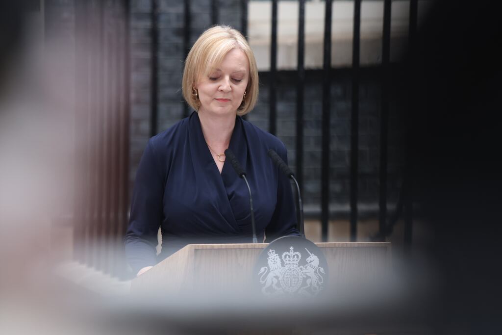 New British prime minister Liz Truss outside 10 Downing Street. Photograph: James Manning/PA