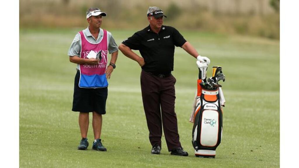 Darren Clarke of Northern Ireland prepares to plays his second shot into the sixth green during the second round of the Tshwane Open at Copperleaf Golf & Country Estate in Centurion, South Africa. Photograph: Warren Little/Getty Images