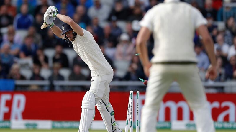 Jos Buttler is bowled by Josh Hazlewood. Photo: Ryan Pierse/Getty Images