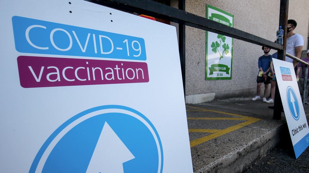 A pop-up vaccination clinic was set up at Páirc Esler in Newry for the Ulster football semi-final between Monaghan and Armagh. Photograph: John McVitty/Inpho