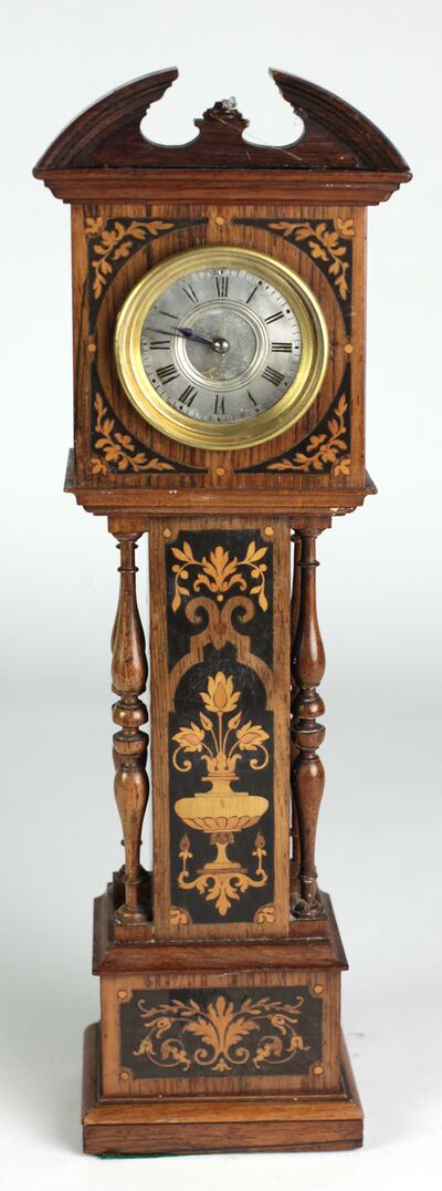 Lot 435: An Edwardian apprentice miniature long-case clock measuring just 17 inches, €180 -€250