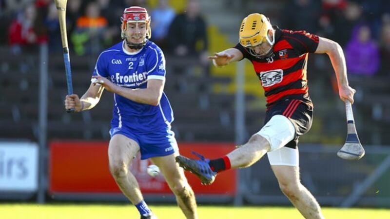 Peter Hogan kicks over a point for Ballygunner against Thurles Sarsfields. Photograph: Ken Sutton/Inpho