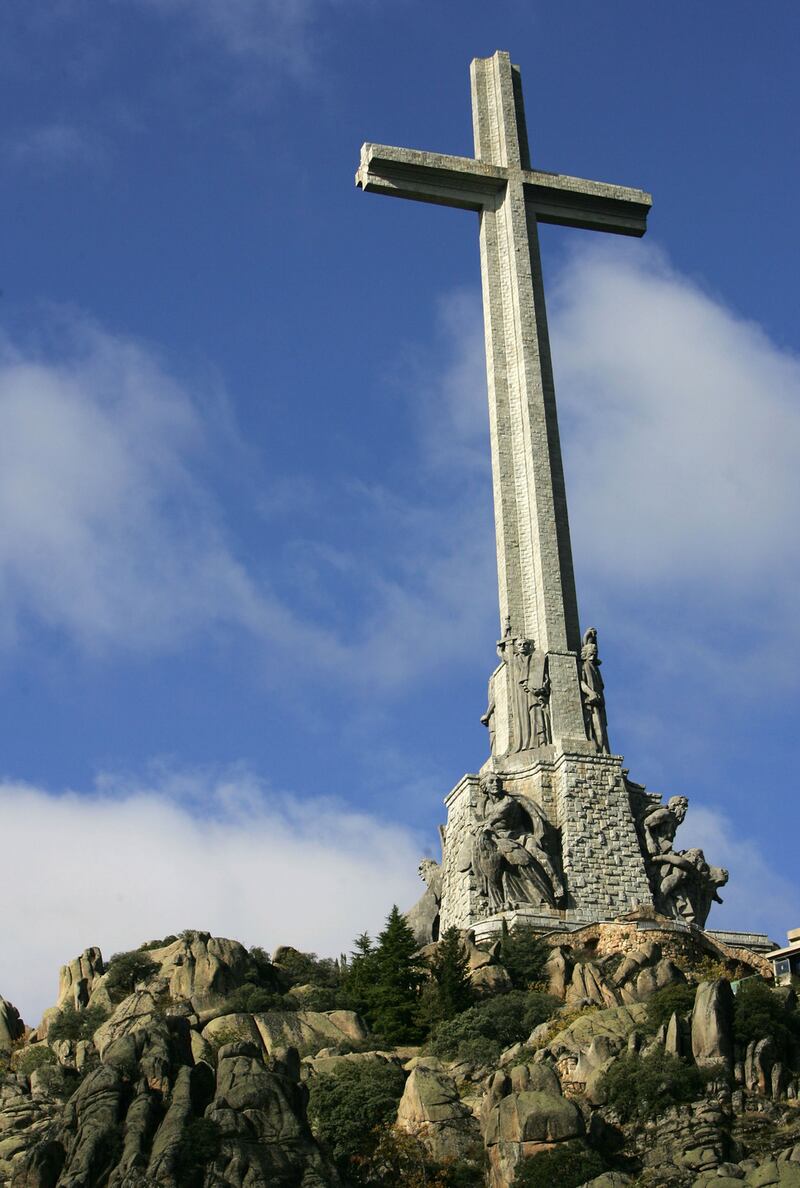 The cross on top of the Valle de los Caidos (The Valley of the Fallen), a monument to the Francoist combatants who died during the Spanish civil war and Franco’s final resting place just outside Madrid. Photograph: Philippe Desmazes/AFP/Getty Images