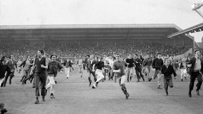 Owing to crowd trouble at Old Trafford the previous season, the FA ordered Manchester United to play their first two home games in the 1971-72 season at neutral venues. Their first came against Arsenal at Anfield. Photograph: Mealy/Mirrorpix/Getty Images