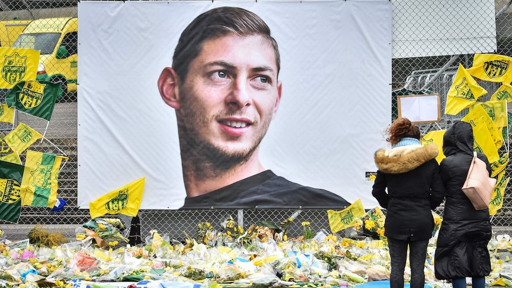 A memorial to Emiliano Sala in Nantes. Photograph: Loic Venance/AFP/Getty Images