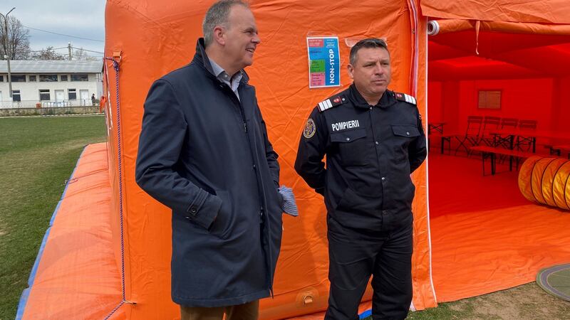 Put ’em under pressure: Joe McHugh at the Romanian border post