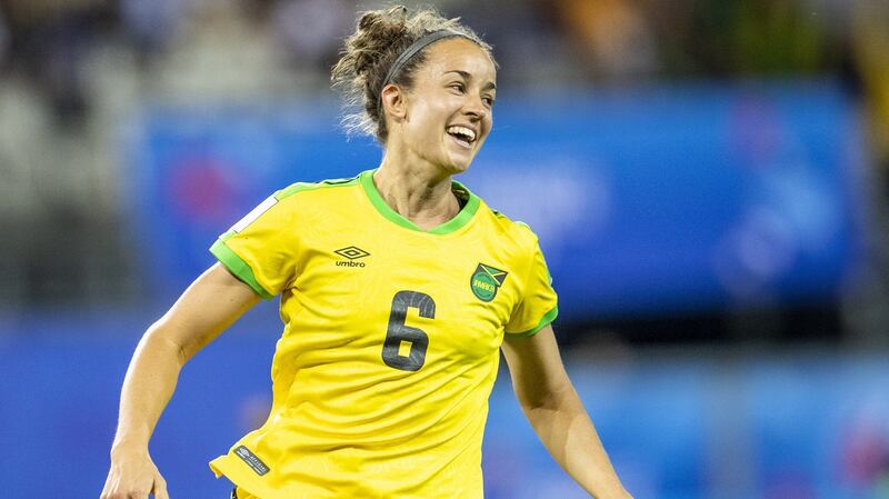 Havana Solaun scored Jamaica’s first ever World Cup goal against Australia. Photograph: Maja Hitij/Getty