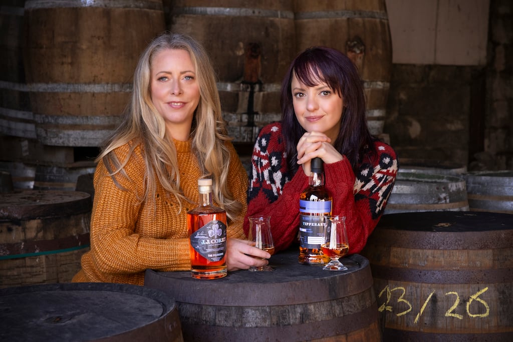 Jennifer Nickerson, founder of Tipperary Boutique Distillery, and Louise McGuane, founder of JJ Corry Irish Whiskey, have come together to launch The Founders Irish Whiskey. Photograph: Anthony Woods