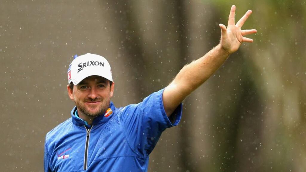 Graeme McDowell of Northern Ireland acknowledges the gallery on the 2nd hole during the second round of the RBC Heritage at Harbour Town Golf Links in Hilton Head Island, South Carolina. Photograph: Tyler Lecka/Getty Images