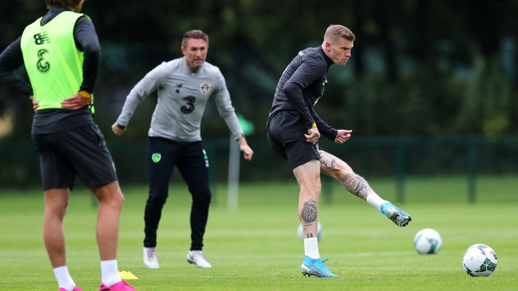 James McClean at Republic of Ireland Squad training at the FAI National Training Centre in Dublin. Photograph: Ryan Byrne/Inpho