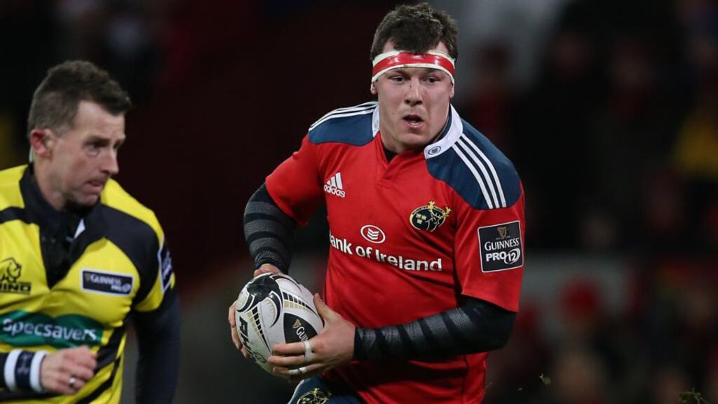 Munster’s Robin Copeland suffered a shoulder injury in the 28-13 win over Leinster at the weekend. Photograph: Billy Stickland/Inpho