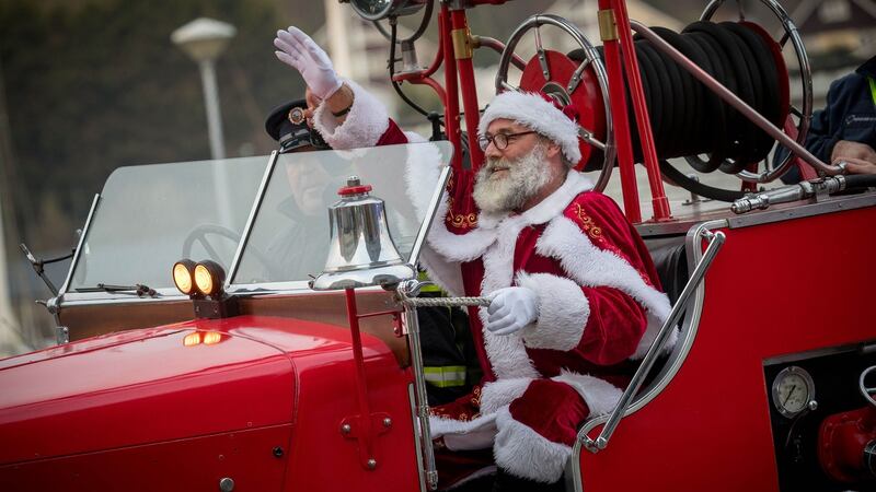 Santa arrives by fire engine for Winterval Festival in Waterford, which runs until December 22nd. Photograph: Dylan Vaughan.