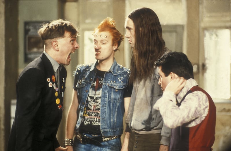 Left to right: Rik Mayall as Rick, Adrian Edmondson as Vyvyan, Nigel Planer as Neil and Christopher Ryan as Mike in The Young Ones. Photograph: BBC