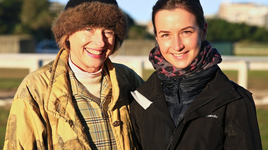 Sara Rose with Australian horse trainer Gai Waterhouse in Sydney.