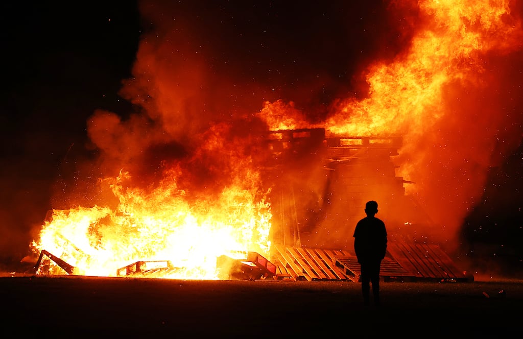A large bonfire at Edenmore, Raheny, on October 31st last year, which was the Dublin Fire Brigade's busiest Halloween night in a decade. Photograph: Stephen Collins/Collins Photos