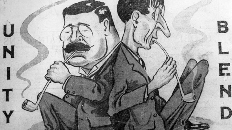 A Civil War cartoon depicting Arthur Griffith and Éamon de Valera. A Civil War cartoon depicting Arthur Griffith and Éamon de Valera.