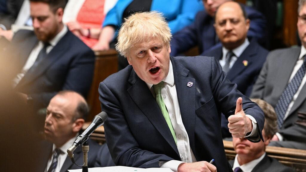 British prime minister Boris Johnson speaking in the House of Commons, London. Photograph: UK Parliament/Jessica Taylor/PA Wire