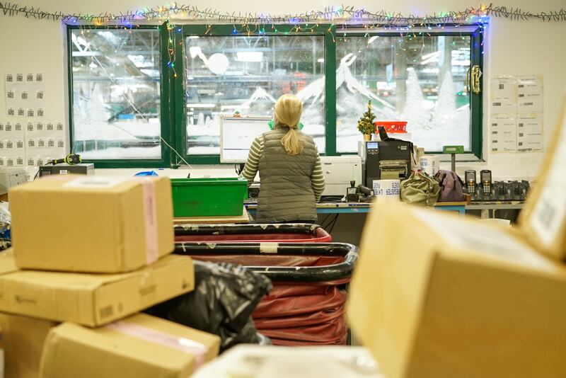 An Post's Dublin Mail Centre is at its busiest time of year with more than 2 million parcels being delivered per week over the Christmas period. Photograph: Enda O'Dowd