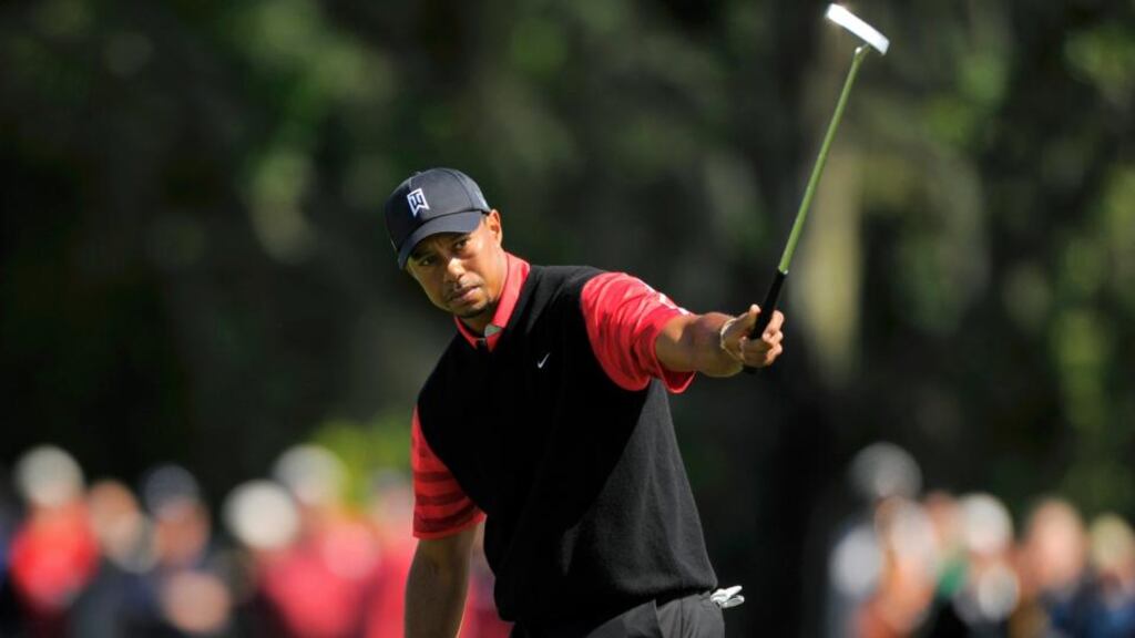 Tiger Woods watches his putt on the ninth hole during the final round of the Arnold Palmer Invitational tournament in Orlando, Florida. Photograph: Scott Miller/Reuters