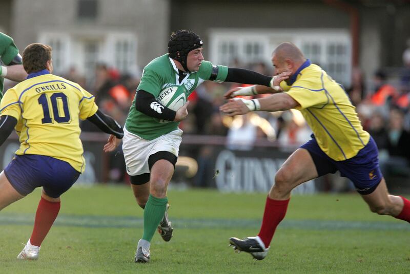 David Humphreys in action for Ireland against Romania in 2005. He played Test rugby until he was 34. Photograph: Lorraine O'Sullivan/Inpho