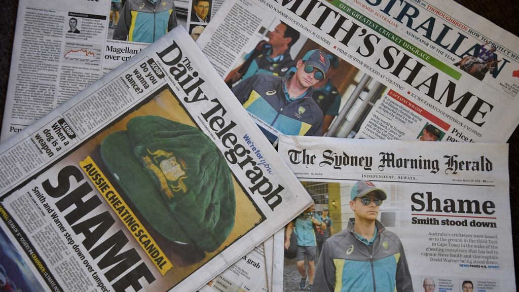Monday’s front pages in Sydney. Photograph: Peter Parks/AFP