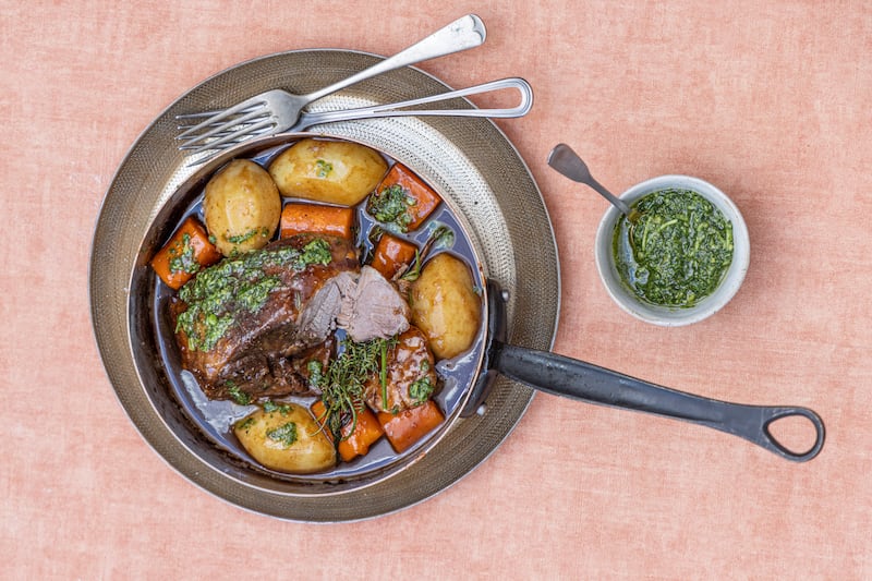 Lamb shoulder with rosemary and garlic. Photograph: Harry Weir