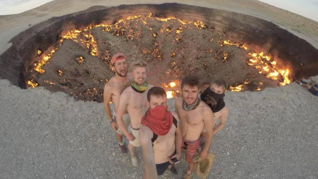 The men, all friends from Wesley College in Ballinteer, worked for a year to save money to buy the 2006 Honda CRV which they will now leave behind as a community vehicle in Mongolia. Photograph: 46A to Mongolia Facebook page