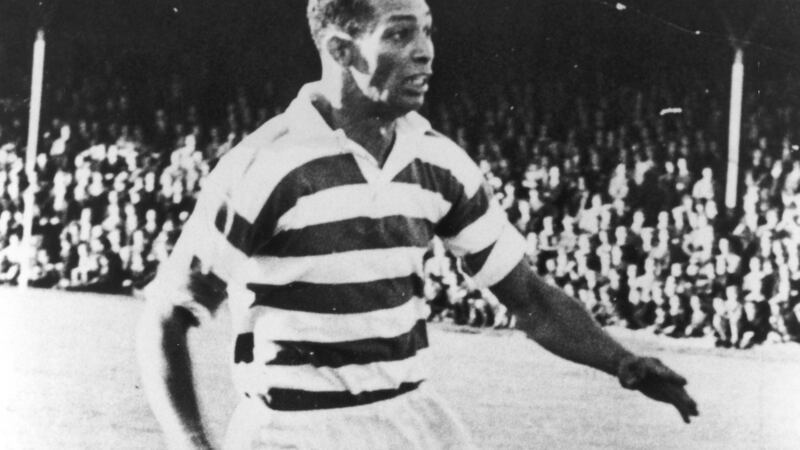 Gil Heron in action for Celtic in 1951. Photograph: Getty