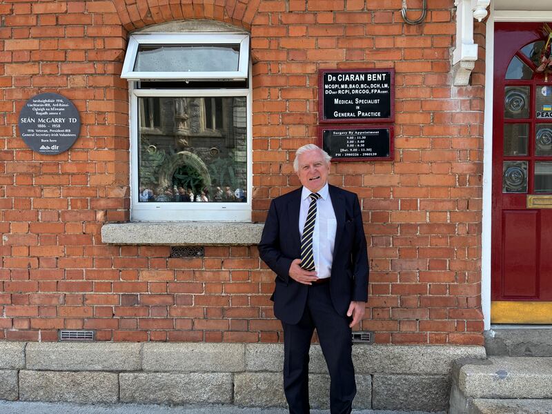 Ciarán Bent outside his GP practice on Main Street, Dundrum. He is concerned about road safety and speed. Photograph: Kate Byrne