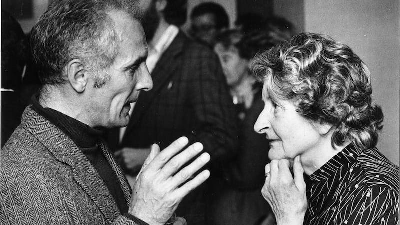 Molly Keane at the 1984 Hennessy Literary Awards with medallist Vincent Mahon. Photograph: Matt Kavanagh