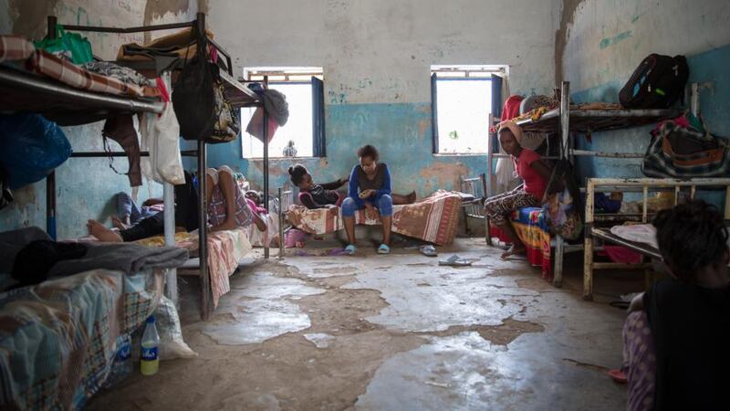 Boys sit in their dormitory in the Shagarab refugee camp, eastern Sudan. Photograph: Sally Hayden