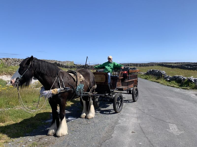 Padraig Keane and his pony, Pilgrim, on Inis Oírr