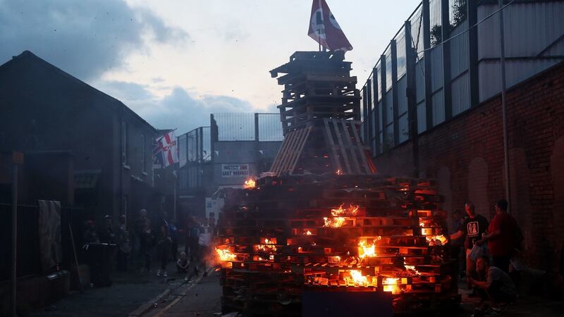 The “Eleventh night” bonfire in Cluan Place, Belfast. Photograph: Brian Lawless/PA