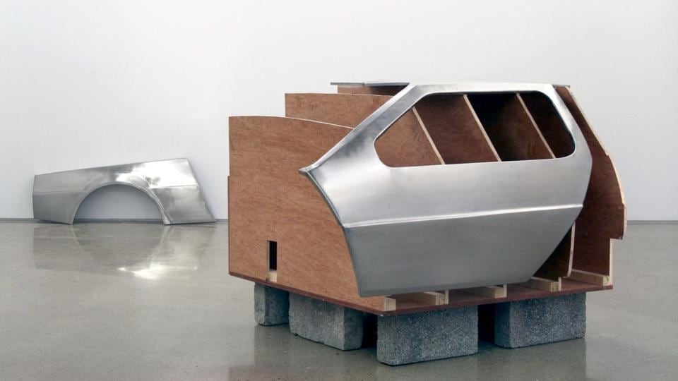 The car’s the star: part of Sean Lynch’s DeLorean Progress Report. Photograph courtesy of Kevin Kavanagh Gallery