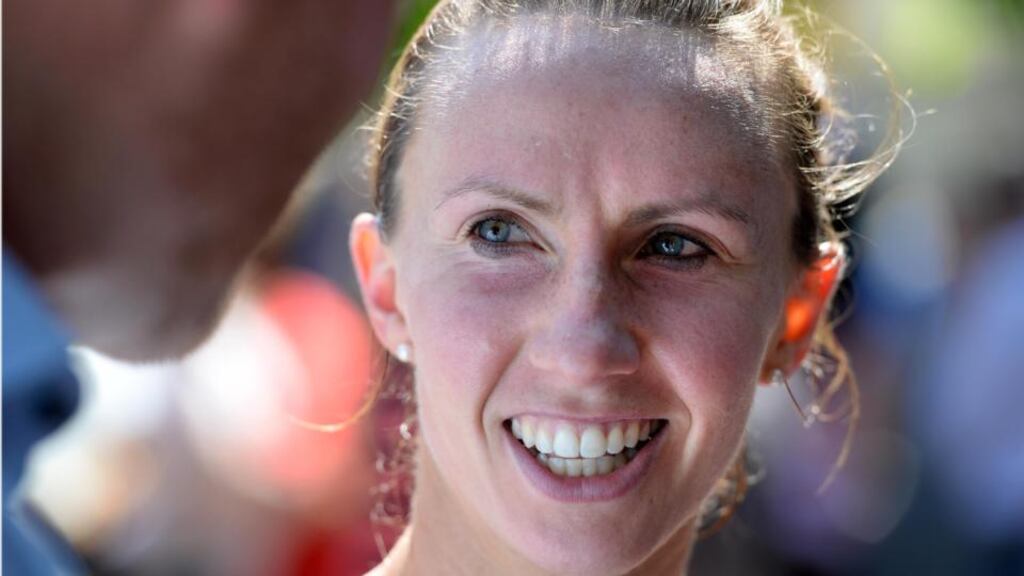 Siobhan O’Doherty, winner of the Flora Womens Mini Marathon in Dublin yesterday. Photographer: Dara Mac Dónaill