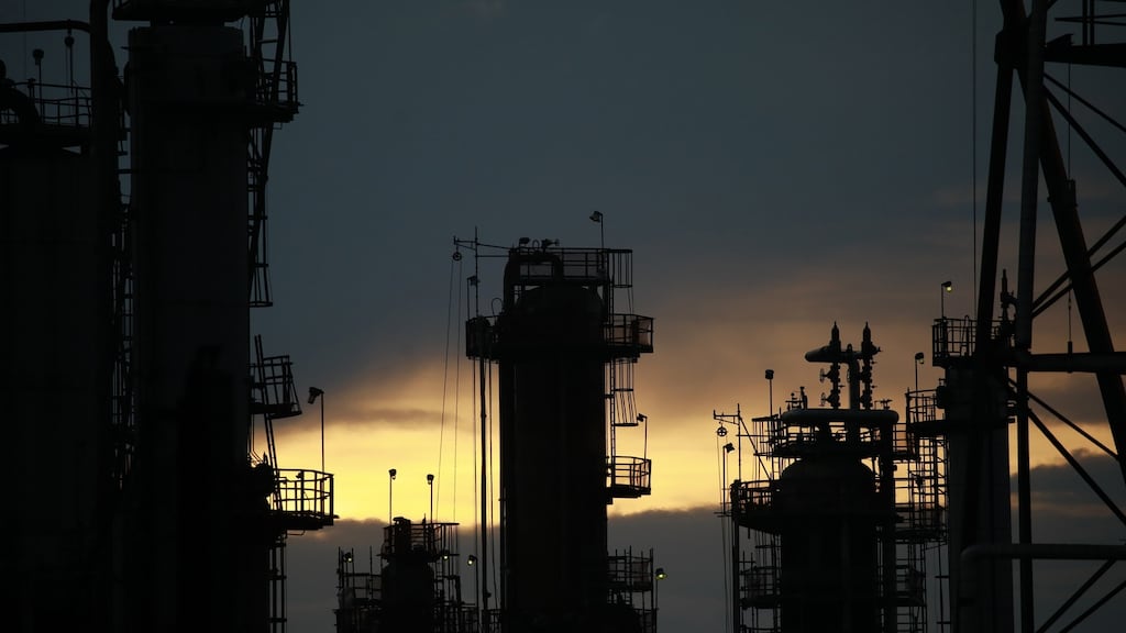 A BP refinery in Whiting, Indiana, US. Oil stocks rose on Monday. Photograph: Luke Sharrett/Bloomberg