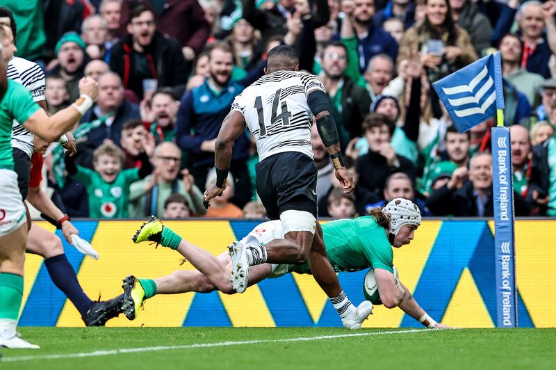 2022 Bank of Ireland Nations Series, Aviva Stadium, Dublin 12/11/2022
Ireland vs Fiji
Ireland's Mack Hansen
Mandatory Credit ©INPHO/Billy Stickland