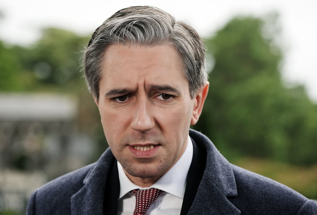 In the Dáil, Taoiseach Simon Harris didn’t want to entertain protests from members of People Before Profit, among others, about his imminent dash to Dublin Airport to catch a flight to Washington for a meeting with Joe Biden. Photograph: Brian Lawless/PA Wire