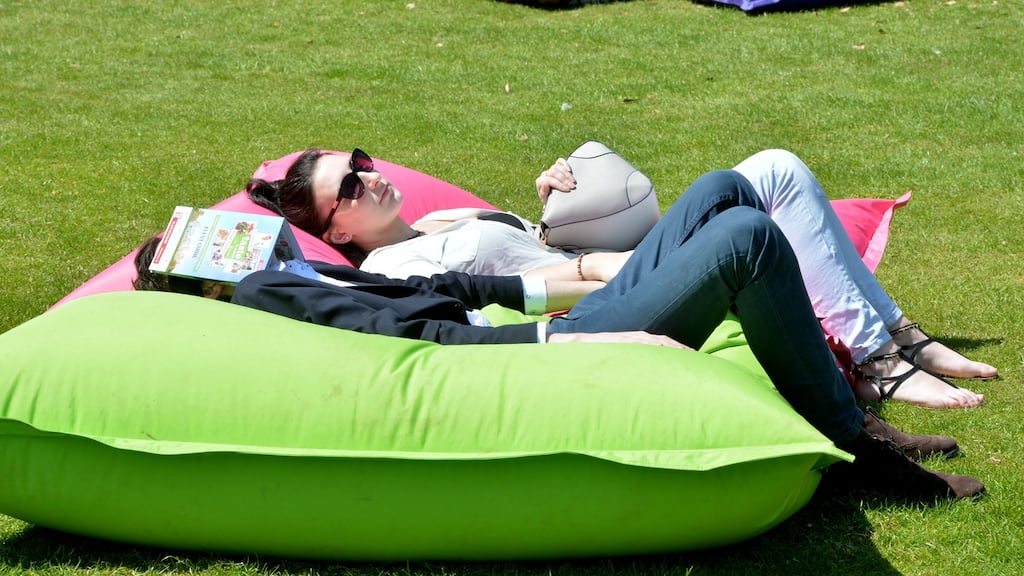 Relaxing at the Taste of Dublin festival in the Iveagh Gardens, Harcourt Street, DublinJune 14th-17th. Photograph: Alan Betson / The Irish Times